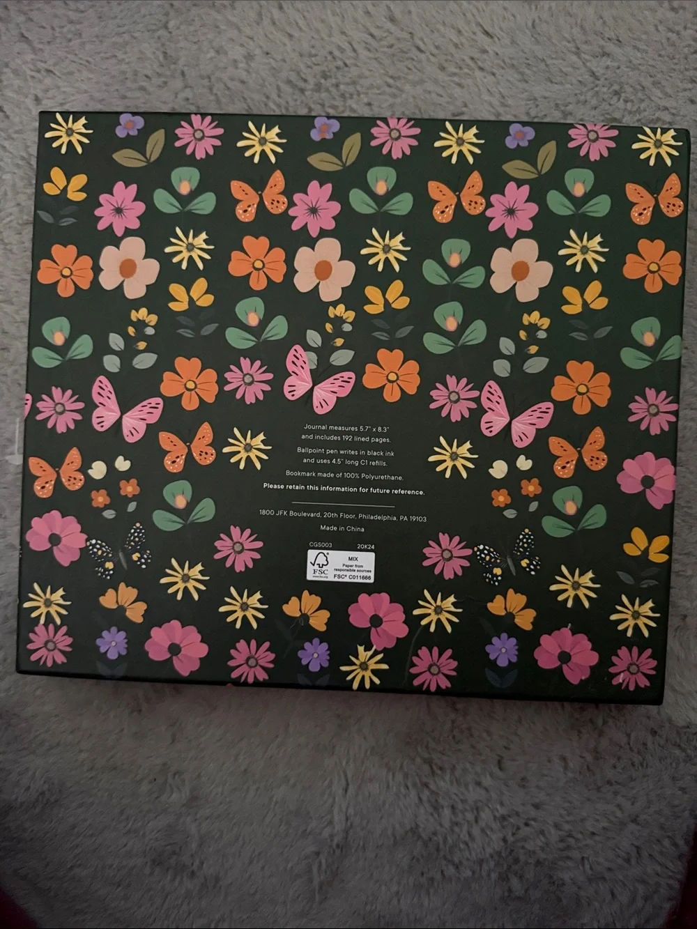 Floral & Butterfly Stationery Set with Gold Pen